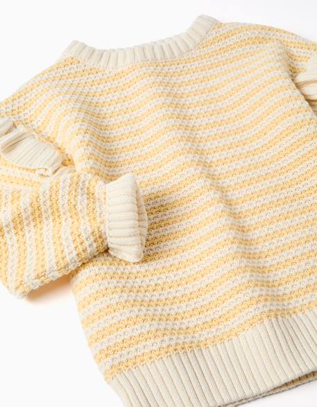 Pull en maille à rayures et volants Jaune clair 3 - vertbaudet enfant 