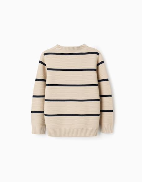 Pull en coton rayé Beige clair 2 - vertbaudet enfant 