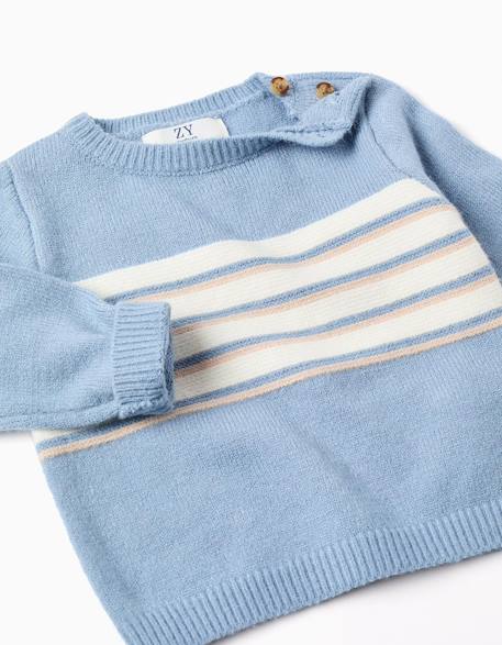Pull en maille avec rayures Bleu clair 4 - vertbaudet enfant 