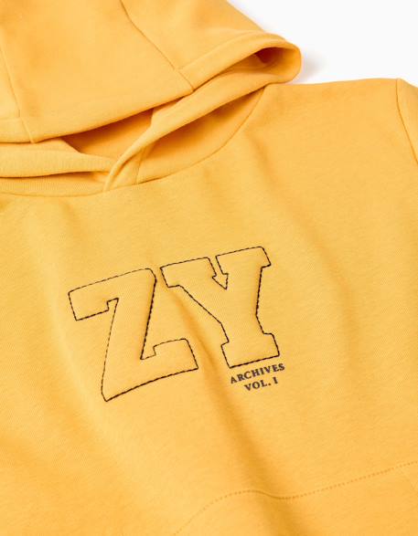 Sweat à capuche avec imprimé et poche à l'avant Blanc+Bleu foncé+Jaune 10 - vertbaudet enfant 