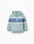 Sweat en coton à capuche et bloc de couleurs Vert clair 1 - vertbaudet enfant 