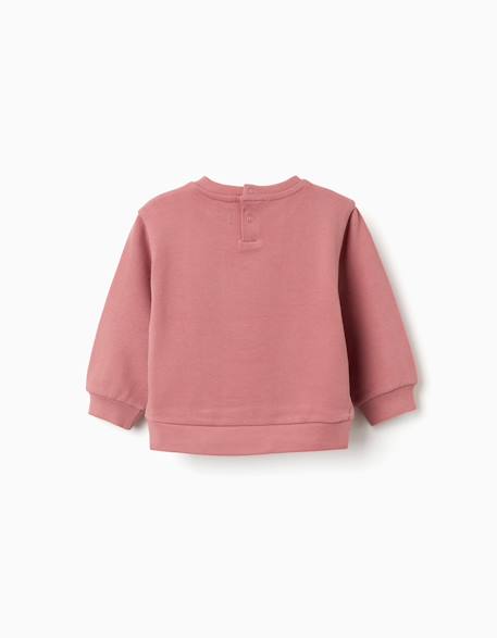 Sweat en coton avec cœur brodé Rose 2 - vertbaudet enfant 