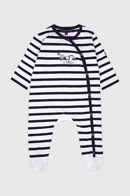 Dors bien en jersey rayé - coton Blanc/marine deep 1 - vertbaudet enfant 