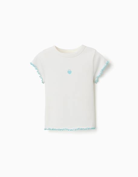Fille-T-shirt côtelé à extrémités ondulées