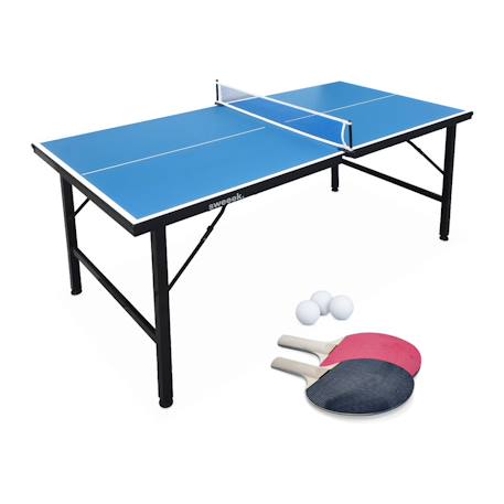 Mini table de ping pong pliable 150x75cm indoor, avec 2 raquettes et 3 balles Bleu 2 - vertbaudet enfant 