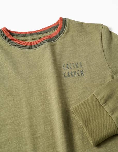 T-shirt en coton à manches longues et broderie cactus garden Vert foncé 3 - vertbaudet enfant 
