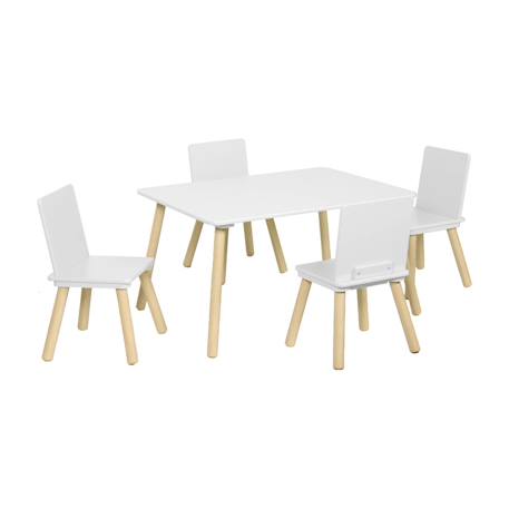 Table rectangulaire enfant bois de pin 4 assises - judith Blanc+Vert 1 - vertbaudet enfant 