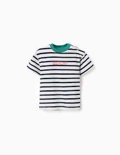 -T-shirt en coton à rayures et imprimé
