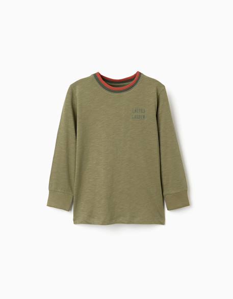 T-shirt en coton à manches longues et broderie cactus garden Vert foncé 1 - vertbaudet enfant 