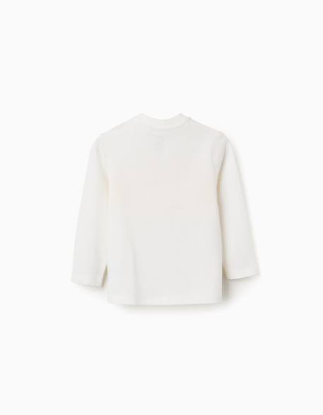 T-shirt en coton à manches longues et imprimé Blanc 2 - vertbaudet enfant 