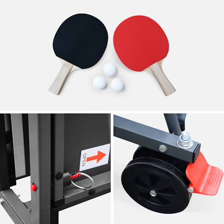 Table de ping pong indoor, avec 2 raquettes et 3 balles, utilisation intérieure Bleu+Gris 12 - vertbaudet enfant 