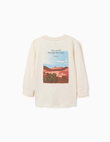 T-shirt en coton à manches longues lanzarote Beige clair 2 - vertbaudet enfant 