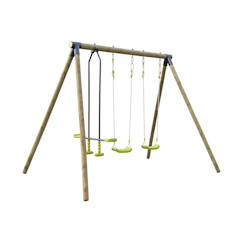 Portique naroit en bois avec 1 face à face et 2 balançoires - pin autoclave  - vertbaudet enfant