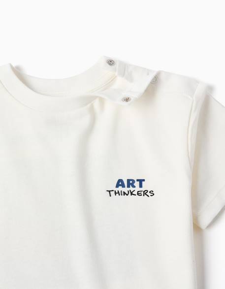 T-shirt en coton avec imprimés art thinkers Blanc 3 - vertbaudet enfant 