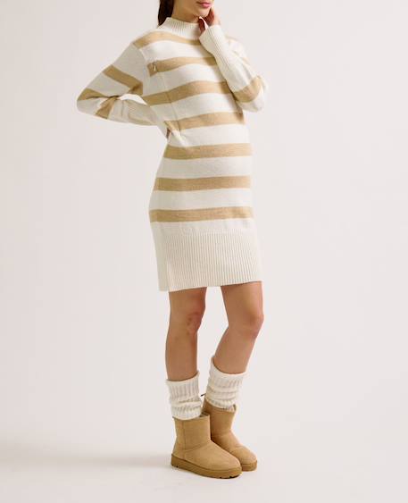 Robe pull de grossesse et d'allaitement normandie Ivoire+Noir / blanc 2 - vertbaudet enfant 