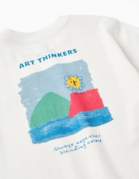 T-shirt en coton avec imprimés art thinkers Blanc 4 - vertbaudet enfant 