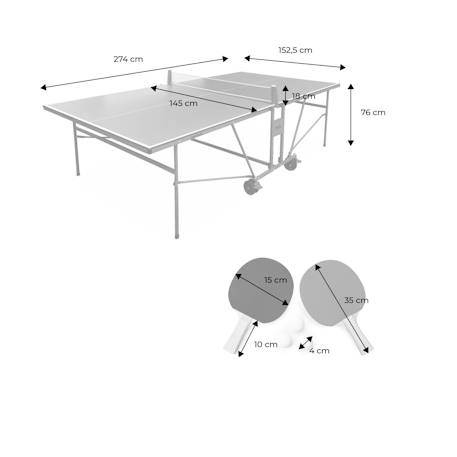 Table de ping pong indoor, avec 4 raquettes et 6 balles, pour utilisation intérieure, sport tennis de table Gris 4 - vertbaudet enfant 