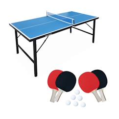 Jouet-Jeux de plein air-Mini table de ping pong pliable 150x75cm indoor, avec 4 raquettes et 6 balles, pour utilisation intérieure