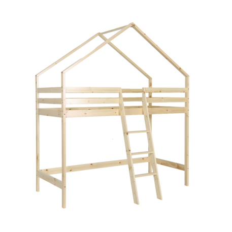 Lit enfant mezzanine cabane 90 x 190 cm pin naturel sommier à lattes inclus - roya Naturel 2 - vertbaudet enfant 