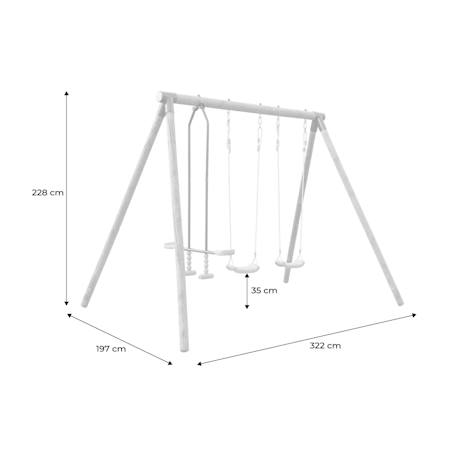 Portique naroit en bois avec 1 face à face et 2 balançoires - pin autoclave Vert 4 - vertbaudet enfant 