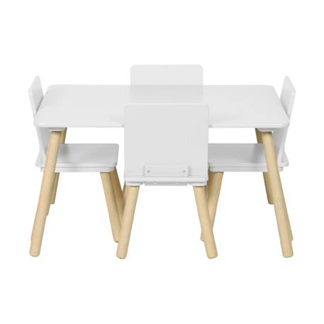 Table rectangulaire enfant bois de pin 4 assises - judith Blanc+Vert 2 - vertbaudet enfant 