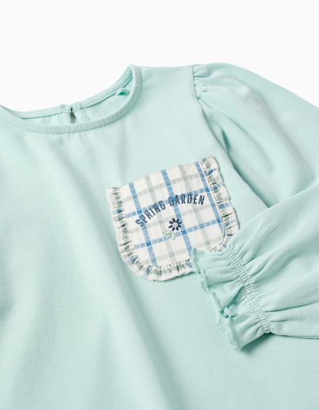 T-shirt en coton à manches longues avec poche Bleu clair 3 - vertbaudet enfant 