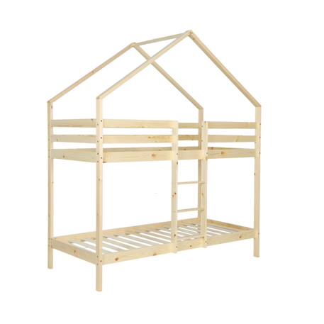 Lit enfant superposé cabane 90 x 190 cm pin naturel sommier à lattes inclus - roya Naturel 2 - vertbaudet enfant 