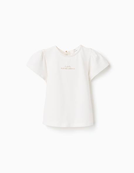 T-shirt en coton avec imprimé fleurs d'amour Blanc 1 - vertbaudet enfant 