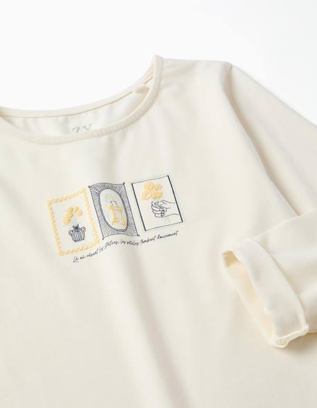 T-shirt en coton avec imprimé floral en relief Blanc 3 - vertbaudet enfant 