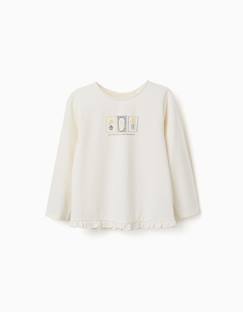 -T-shirt en coton avec imprimé floral en relief