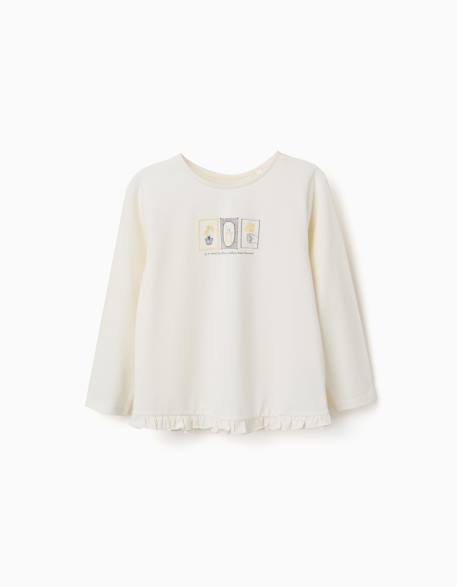 Fille-T-shirt en coton avec imprimé floral en relief