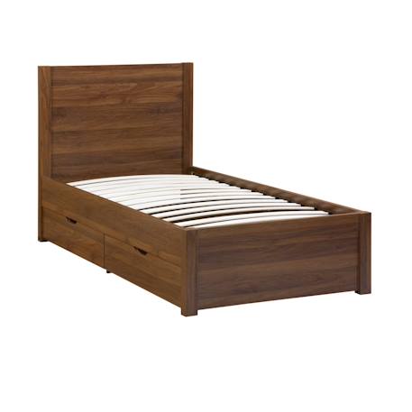 Lit avec sommier à lattes et tête de lit  + 4 tiroirs décor bois - nepal Naturel+Noyer 8 - vertbaudet enfant 