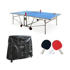 Jouet-Jeux de plein air-Table de ping pong outdoor, avec 2 raquettes et 3 balles, pour utilisation extérieure + housse en pvc