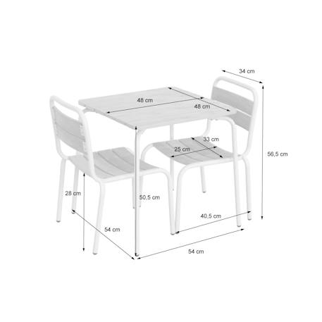 Table de jardin enfant acier et décor bois + 2 assises - suzie Beige+Vert de gris 9 - vertbaudet enfant 