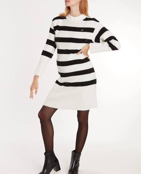 Robe pull de grossesse et d'allaitement normandie Ivoire+Noir / blanc 7 - vertbaudet enfant 