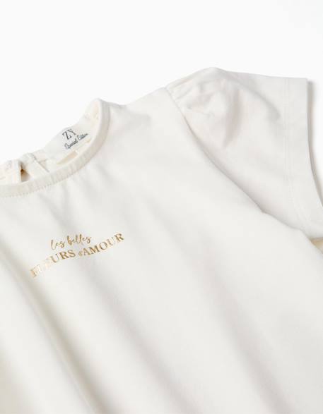 T-shirt en coton avec imprimé fleurs d'amour Blanc 3 - vertbaudet enfant 