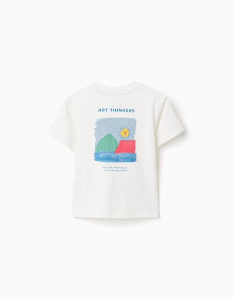 T-shirt en coton avec imprimés art thinkers Blanc 2 - vertbaudet enfant 