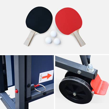 Table de ping pong indoor, avec 2 raquettes et 3 balles, utilisation intérieure + housse en pvc Bleu+Gris 6 - vertbaudet enfant 