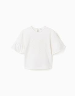 T-shirt en coton à volants et nœud brodé  - vertbaudet enfant
