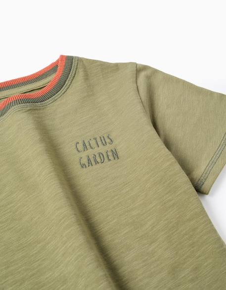 T-shirt en coton avec broderie cactus garden Vert foncé 3 - vertbaudet enfant 