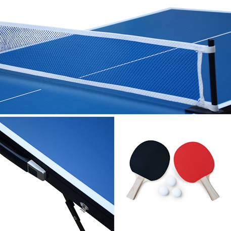 Mini table de ping pong pliable 150x75cm indoor, avec 4 raquettes et 6 balles, pour utilisation intérieure Bleu 6 - vertbaudet enfant 