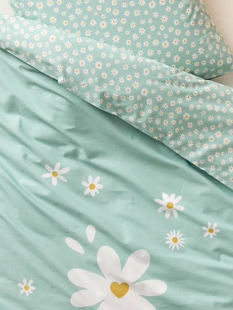 Parure housse de couette enfant et taie d'oreiller MARGUERITE bleu imprimé 7 - vertbaudet enfant 