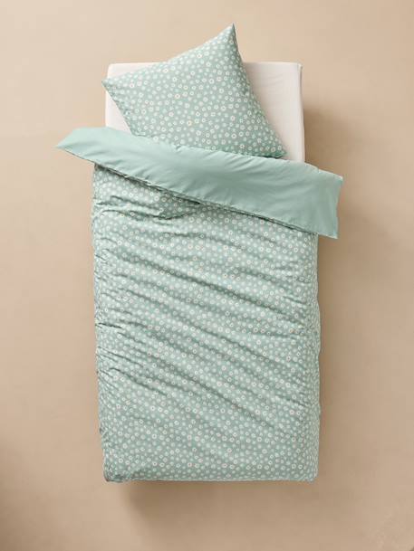 Parure housse de couette enfant et taie d'oreiller MARGUERITE bleu imprimé 4 - vertbaudet enfant 