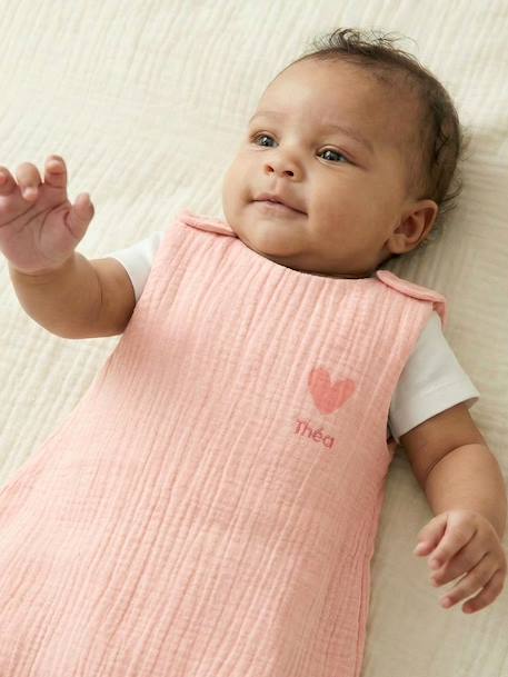 Gigoteuse été sans doublure en gaze de coton Bio*, personnalisable bleu grisé+corail+vert sauge 5 - vertbaudet enfant 