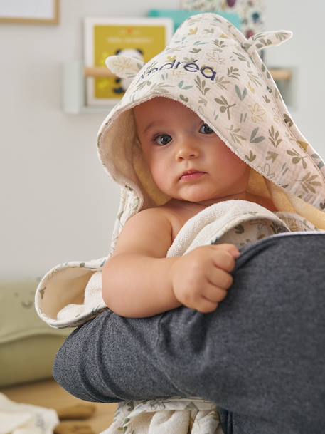 Cape bain gaze de coton personnalisable + gant de toilette BAYOU multicolore 1 - vertbaudet enfant 