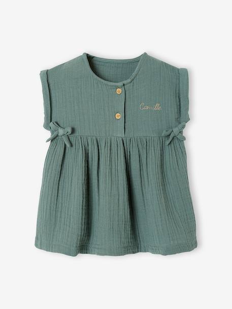 Robe bébé en gaze de coton ocre+vert 5 - vertbaudet enfant 