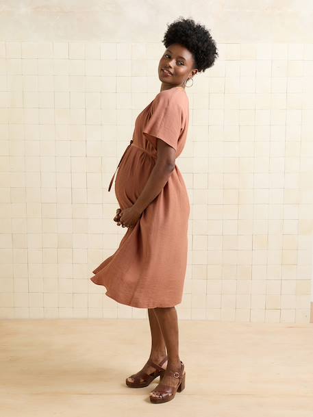 Robe grossesse allaitement fluide terracotta 2 - vertbaudet enfant 