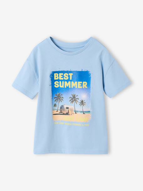 T-shirt manches courtes garçon bleu ciel+noix de pécan 1 - vertbaudet enfant 