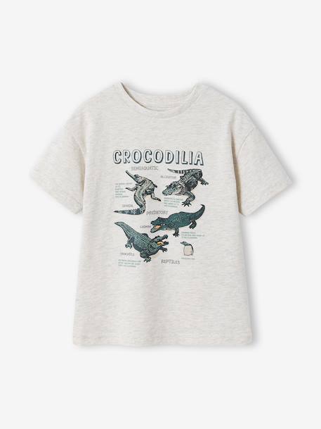 T-shirt manches courtes garçon blanc chiné+lichen 1 - vertbaudet enfant 