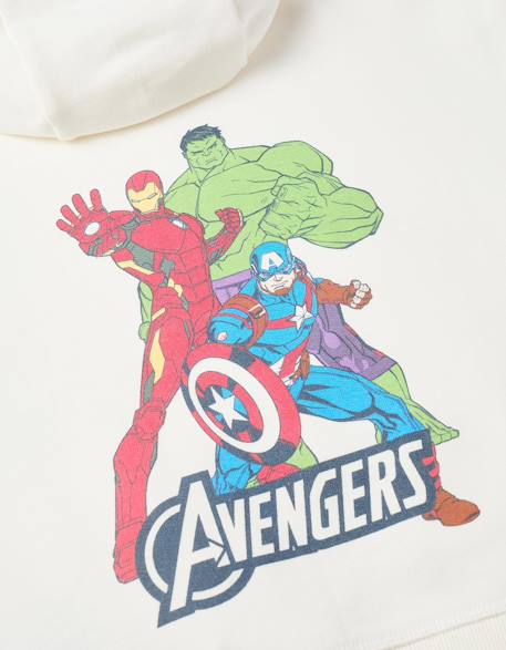 Sweat en coton peigné à capuche et imprimés avengers Blanc 4 - vertbaudet enfant 